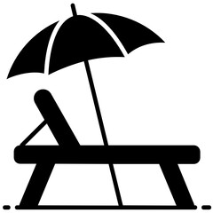 Sticker - 
A deck chair along with umbrella depicting sunbed icon
