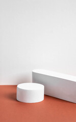 Wall Mural - concrete podium on earthy tone background. pedestal, place for product