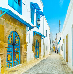 Wall Mural - The colorful doors and windows of medieval mansion in medina of Tunis, Tunisia