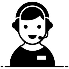 Sticker - 
Man wearing headphones, dispatcher icon in modern style 
