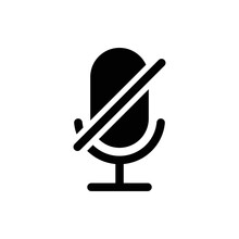Microphone Audio Muted Illustration. Mute Microphone Icon. Retro Microphone Icon.