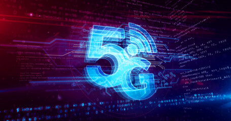 Wall Mural - 5g mobile communication symbol abstract 3d illustration