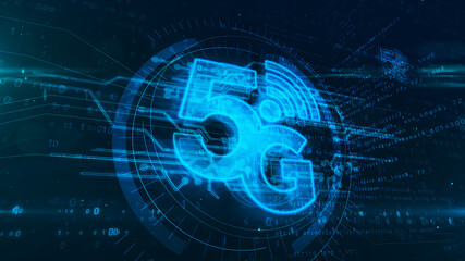 Wall Mural - 5g mobile communication symbol abstract 3d illustration