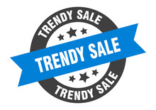 Trendy Sale Sign. Round Ribbon Sticker. Isolated Tag