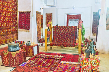 Poster - The collection of carpets in Carpet Museum in Bukhara, Uzbekistan