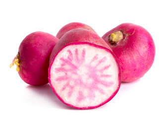 Small garden radish an isolated on white background.