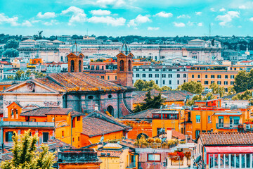 Wall Mural - View of the city of Rome from above, from the hill of Terrazza del Pincio. Italy.