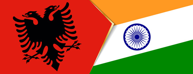 Wall Mural - Albania and India flags, two vector flags.