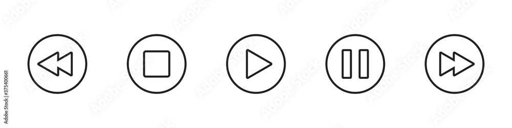 Media player icon button set. Vector line symbol design. - obrazy, fototapety, plakaty 