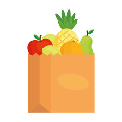 Wall Mural - fresh and healthy fruits in bag paper, on white background vector illustration design