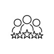 Client or customer five star success line style icon. Consumer quality rating vector illustration. Team service satisfaction review design. Business evaluation. People group teamwork testimonial V1