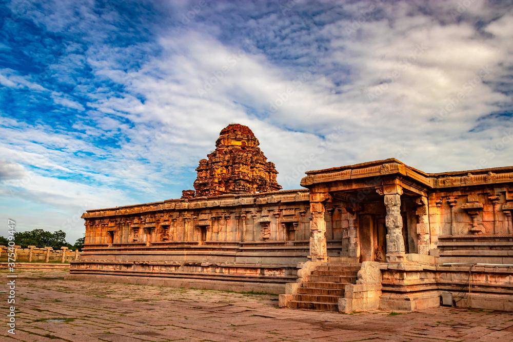 Vithala vithala temple hampi ruins antique stone art from unique angle with ...