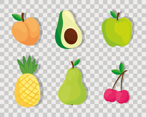 Canvas Print - icons set of fresh and delicious fruits and vegetable vector illustration design