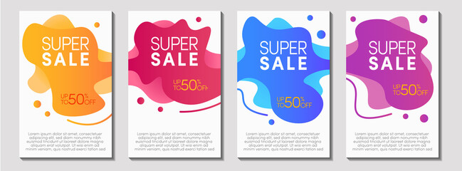 Wall Mural - Dynamic modern fluid mobile for sale banner, sale banner template design, super sale special offer SET ,Vector Illustration