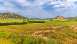 Fototapeta  - A panoramic view of a plain on the Karpass Peninsula, Northern Cyprus