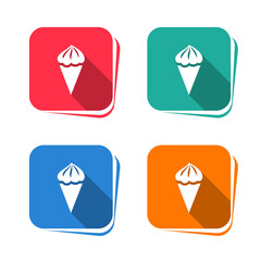 Wall Mural - Ice cream cone icon on square button