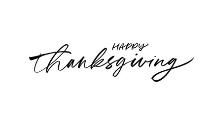 Happy Thanksgiving ink brush pen calligraphy. Vector typography ink illustration isolated on white background. Hand drawn holiday elegant lettering for poster, banner, cards, badge etc. 