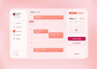 © YarM - Modern web interface of calendar dashboard with time and meetings schedule and side menu, light pink color scheme