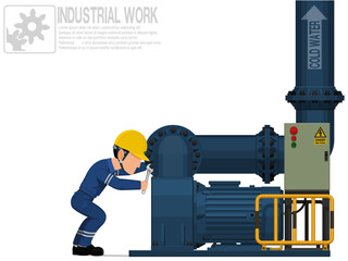 Wall Mural - An industrial worker is repairing pump.