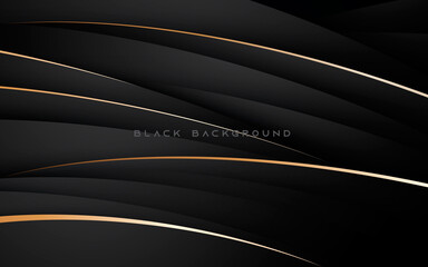 Wall Mural - black abstract background. golden line decoration.
