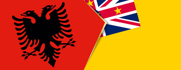 Wall Mural - Albania and Niue flags, two vector flags.