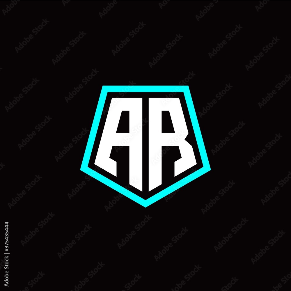 Initial A R letter with polygon modern style logo template vector Stock ...