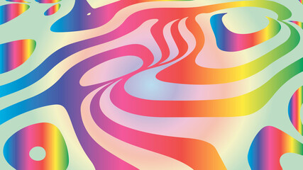 Fototapete - Distorted coloful lines. Wave is a distortion effect. Optical illusion. Circular rainbow lines stripes or background with wavy distortion effect.