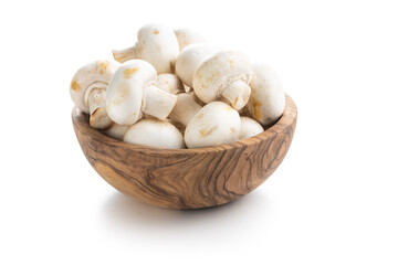 Wall Mural - Fresh white champignon mushrooms in bowl.