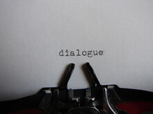 The Word "dialogue" Typed On A Typewriter, Close Up