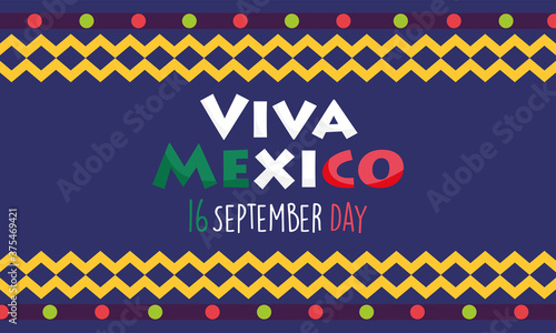 Fotomural mexican independence day, colored banner festival viva mexico is celebrated on s