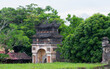 courtyard with gate and trees in Hue citadel