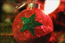 Red Bulb Green Star Christmas Tree Ornament