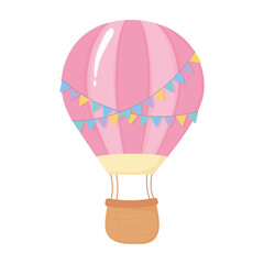 Poster - air balloon with decorative bunting celebration isolated icon