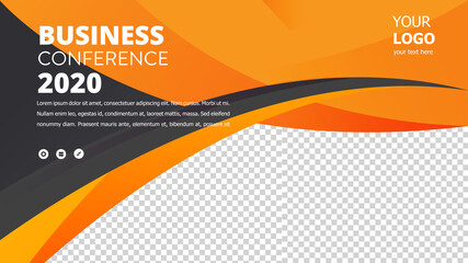 Banner design with orange geometric background.vector illustration	
