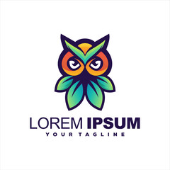 Wall Mural - owl leaf gradient logo design