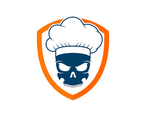 Wall Mural - Skull chef head inside the shield