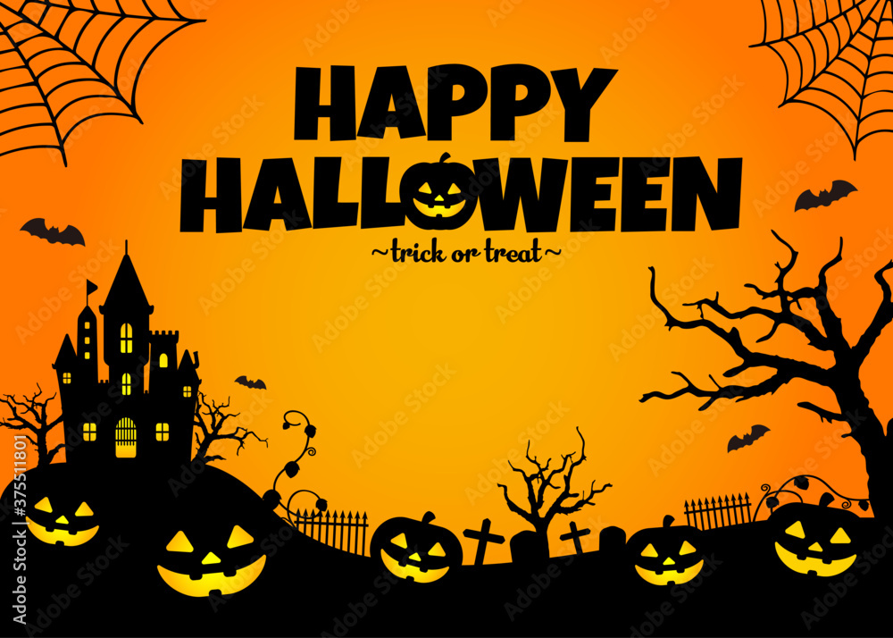 Halloween silhouette background vector illustration. Poster (flyer ...