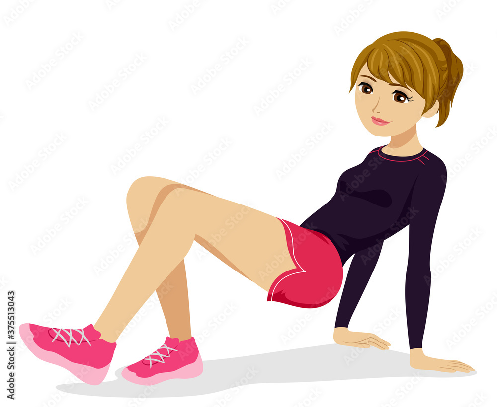 Teen Girl Animal Exercise Crab Walk Illustration Stock Vector | Adobe Stock, image size:1000x820