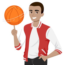 Teen Guy Black Varsity Basketball Illustration