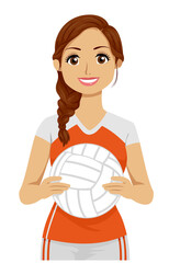 Canvas Print - Teen Girl Volleyball Player Illustration