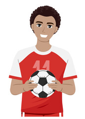 Sticker - Teen Guy Black Hold Ball Soccer Illustration