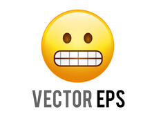 Vector Yellow Nervous, Worried Smile Face Emoji Icon With Showing Teeth
