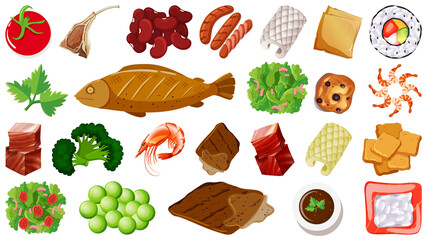 Wall Mural - Set of fresh food ingredients