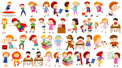 Sticker - Set of cute kids cartoon character