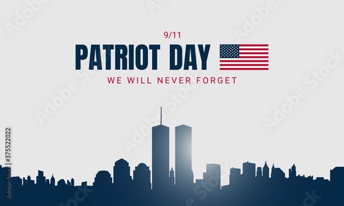 Fotografía Patriot Day Background with New York City Silhouette.