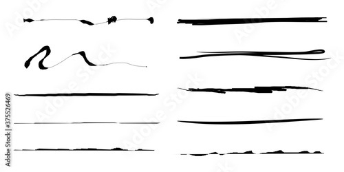 Fotografía collection of hand drawn lines, brush lines, brush strokes, underlines