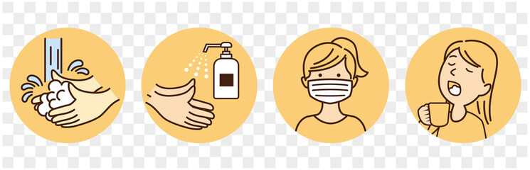 washing hands mask gargling illustration vector