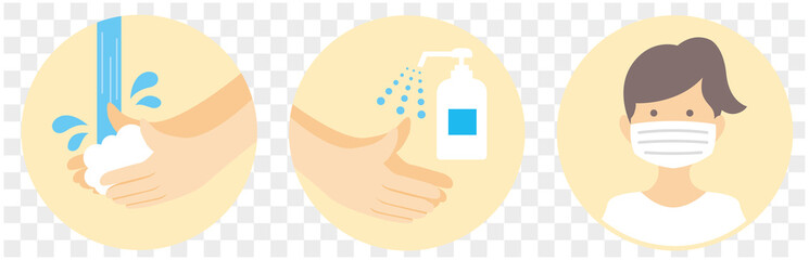 washing hands mask gargling illustration vector