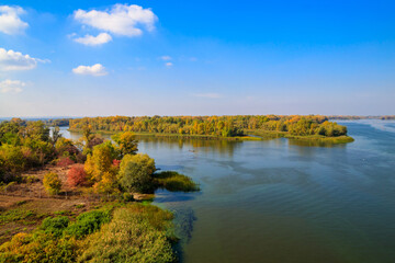 Sticker - View on the Dnieper river on autumn