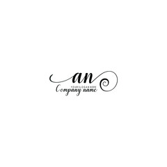 AN Initial handwriting logo template vector